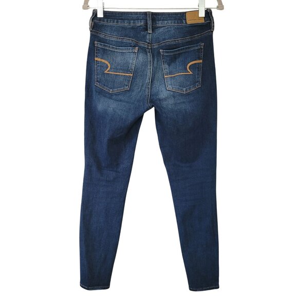 American Eagle 360° Ne(X)T Level Stretch Jeans Size 4 Short Distressed Denim - Picture 2 of 8